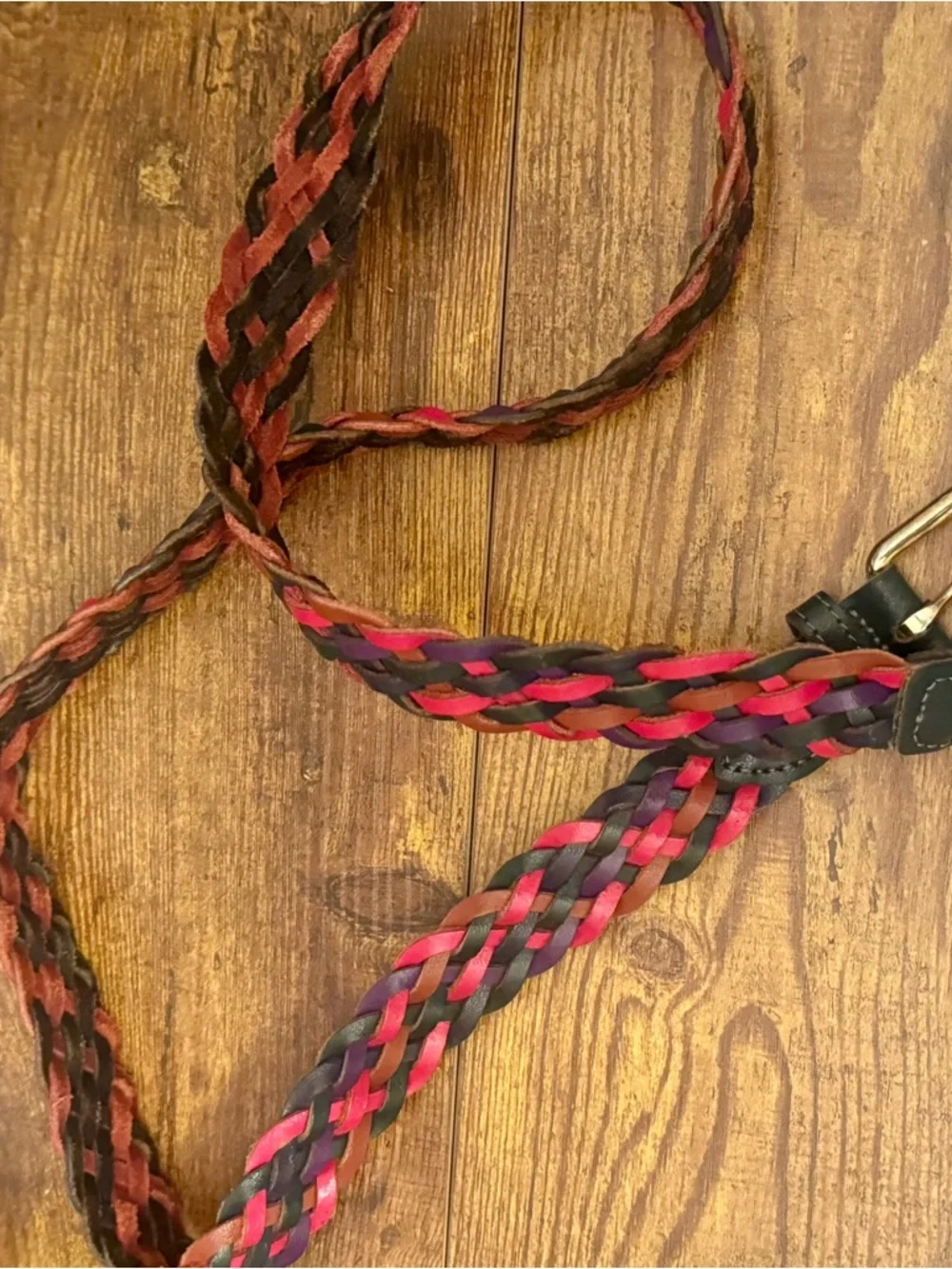 Vintage Braided Leather Belt Red Brown Black Purple‎ Boho Western Woven XL